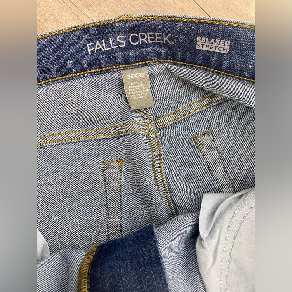 Falls Creek Blue Denim Jeans Size 38/32 Relaxed Stretch - Picture 3 of 6